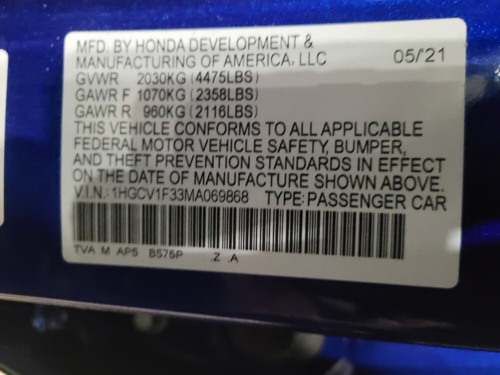 2021 Honda Accord in Richmond, VA 23235 - 18094771 33