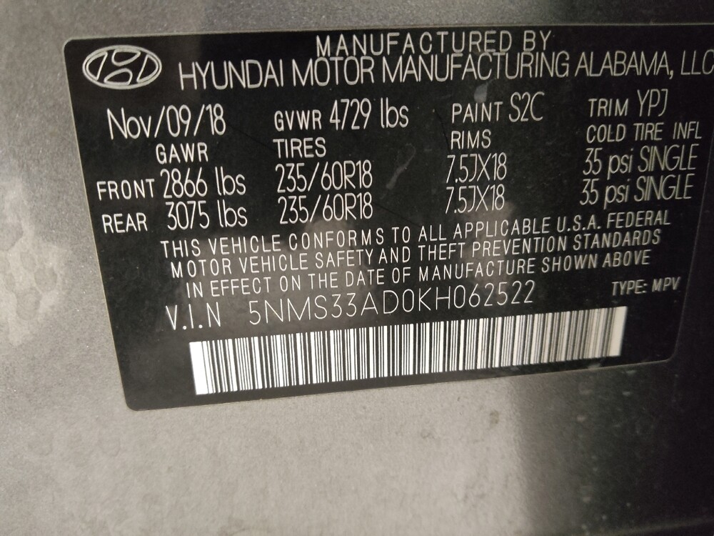 2019 Hyundai Santa Fe in Union City, GA 30291 - 18094772 33