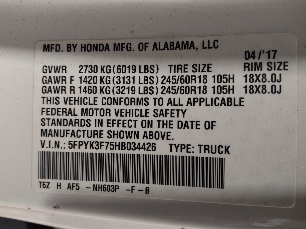 2017 Honda Ridgeline in Ocala, FL 34471 - 18095171 33