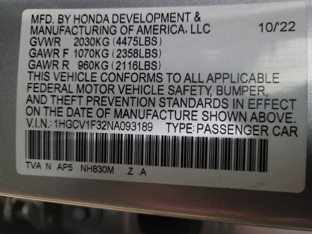 2022 Honda Accord in New Castle, DE 19720 - 18095204 33