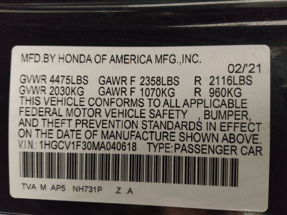 2021 Honda Accord in Jacksonville, FL 32210 - 18095239 33