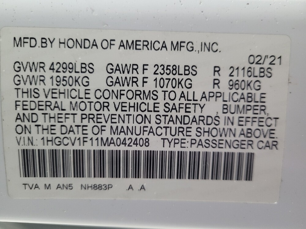 2021 Honda Accord in Albany, GA 31705 - 18095437 33