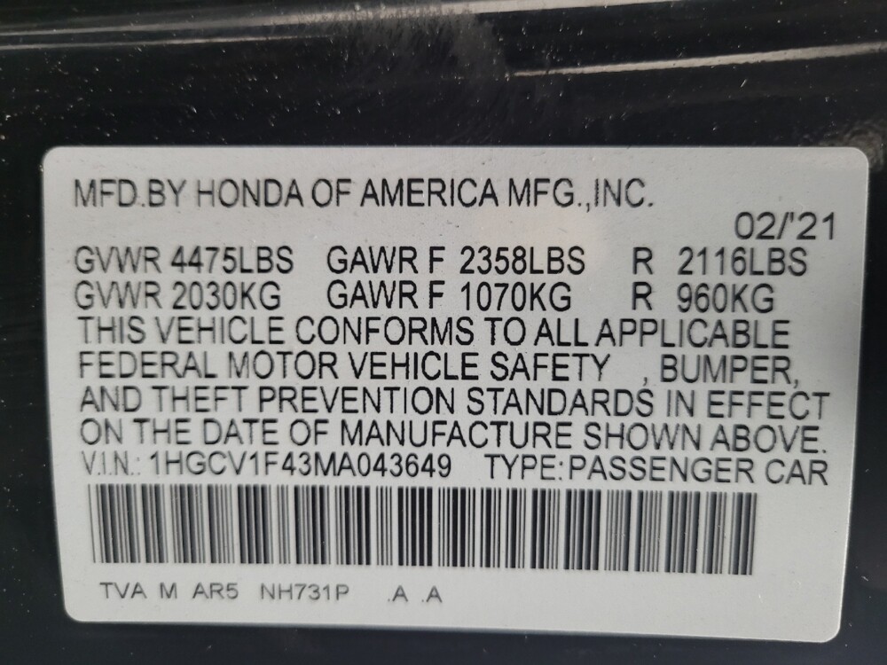 2021 Honda Accord in Memphis, TN 38115 - 18095538 33