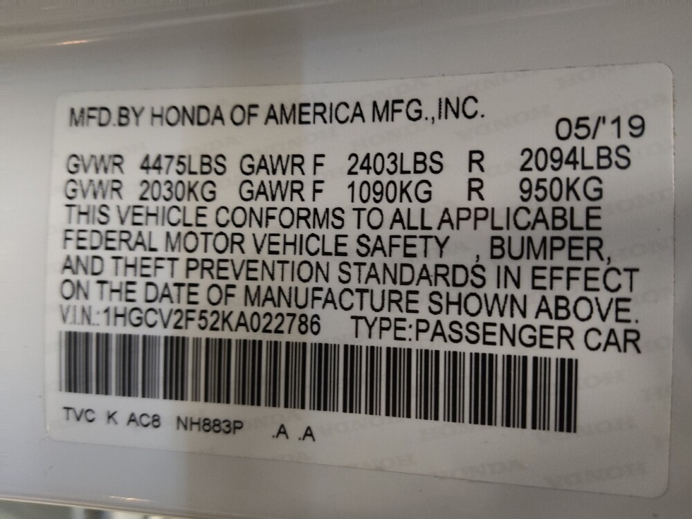 2019 Honda Accord in Charlotte, NC 28213 - 18095770 33