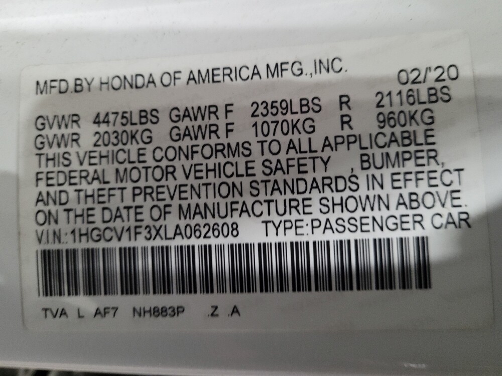 2020 Honda Accord in Williamstown, NJ 8094 - 18096112 33