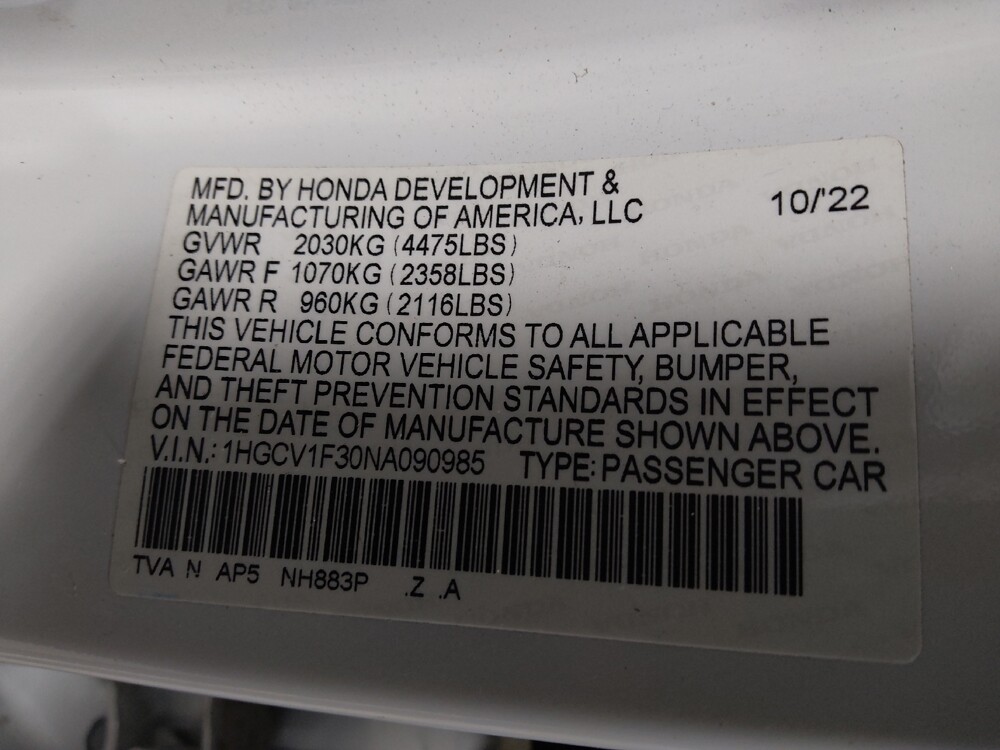 2022 Honda Accord in Union City, GA 30291 - 18096395 33