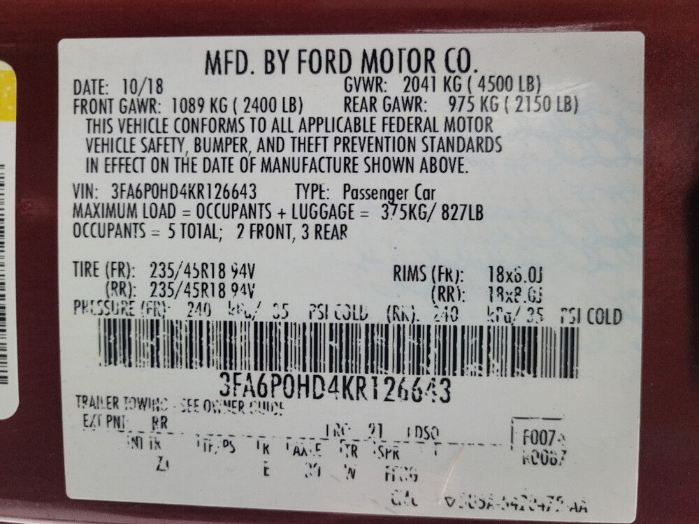 2019 Ford Fusion in Columbia, SC 29210 - 18096859 33