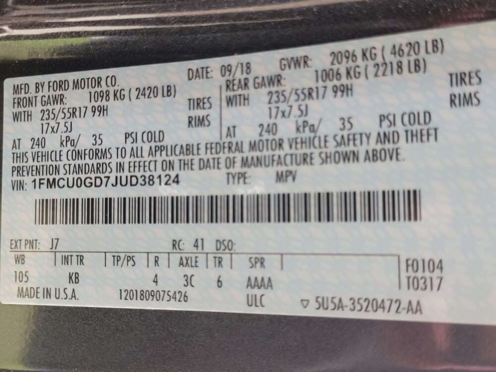 2018 Ford Escape in Lakeland, FL 33815 - 18096985 33