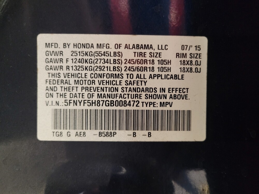 2016 Honda Pilot in Clearwater, FL 33764 - 18097033 33