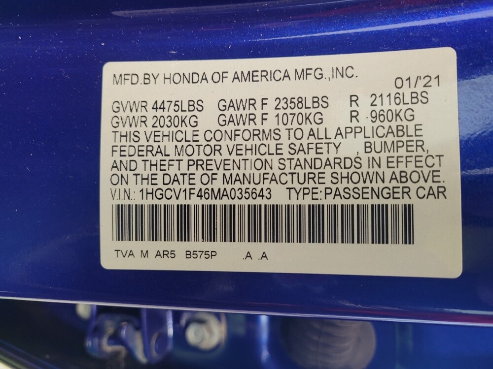 2021 Honda Accord in Fairfield, OH 45014 - 18097208 33