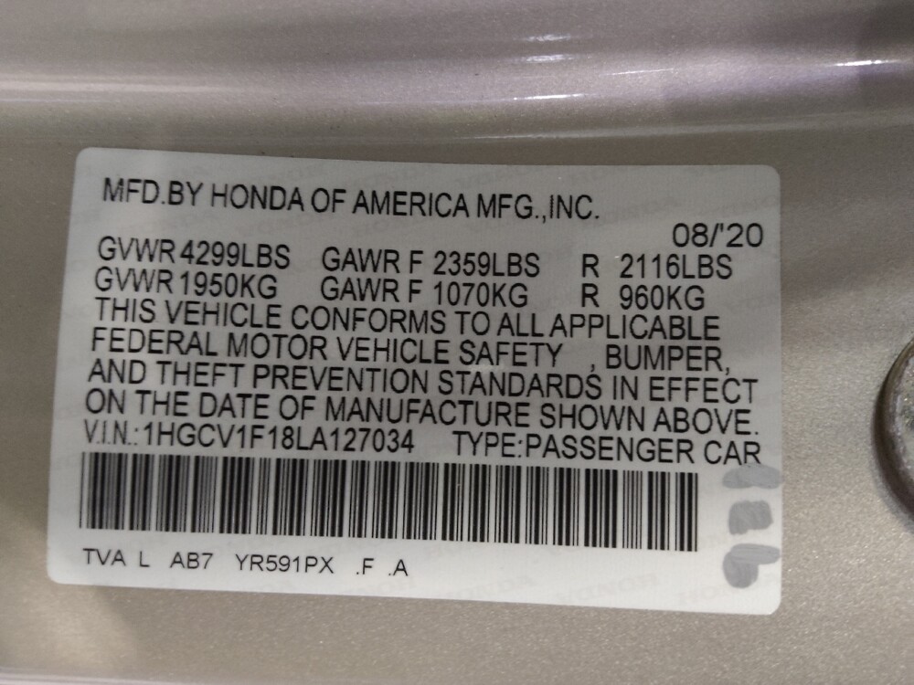 2020 Honda Accord in Tallahassee, FL 32304 - 18098085 33