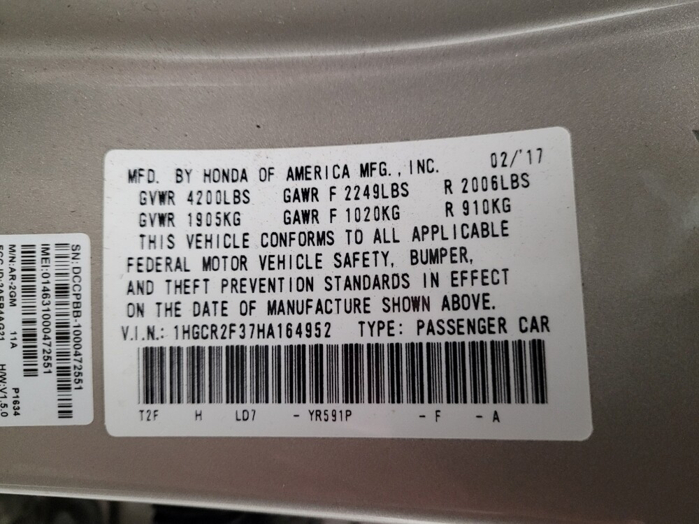 2017 Honda Accord in Downey, CA 90241 - 18098809 33