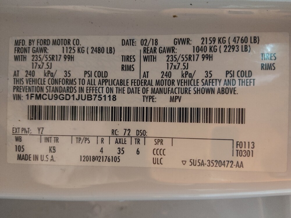 2018 Ford Escape in Gastonia, NC 28056 - 18099020 33