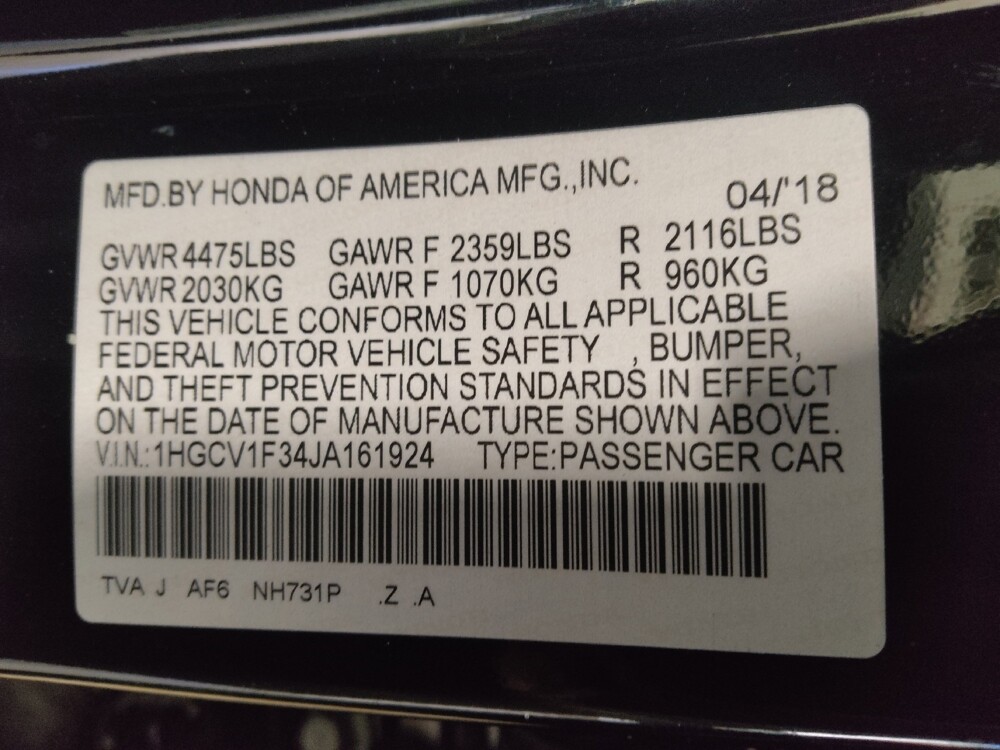 2018 Honda Accord in Jacksonville, FL 32225 - 18099242 33