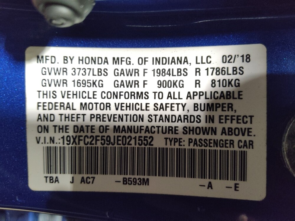 2018 Honda Civic in Miami, FL 33157 - 18099248 33