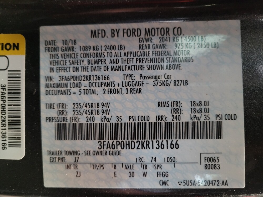 2019 Ford Fusion in El Cajon, CA 92020 - 18100018 33