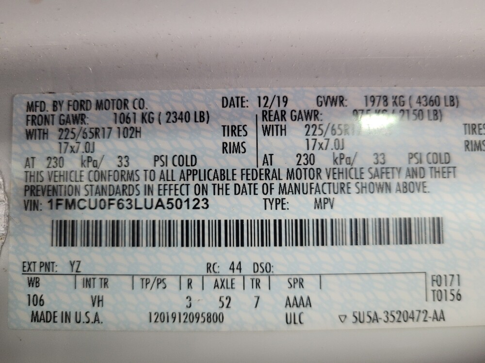 2020 Ford Escape in Marietta, GA 30062 - 18100028 33