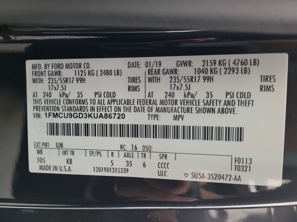 2019 Ford Escape in Hialeah, FL 33014 - 18100112 33