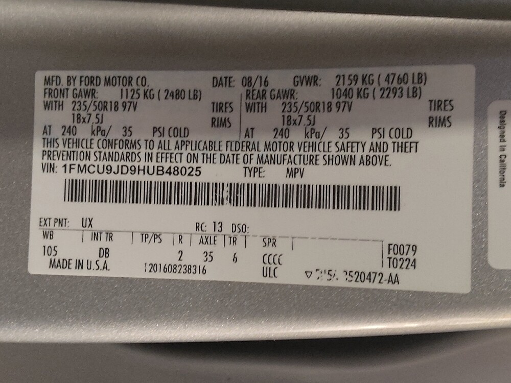 2017 Ford Escape in Hialeah, FL 33014 - 18100114 33