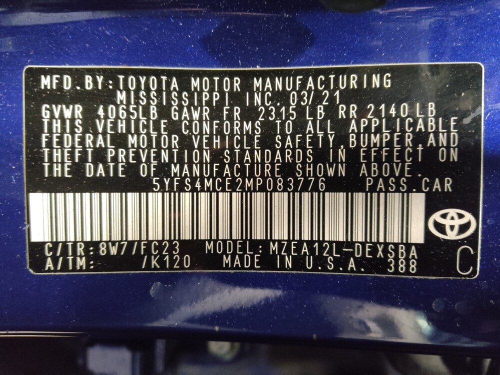 2021 Toyota Corolla in West Palm Beach, FL 33409 - 18100206 33