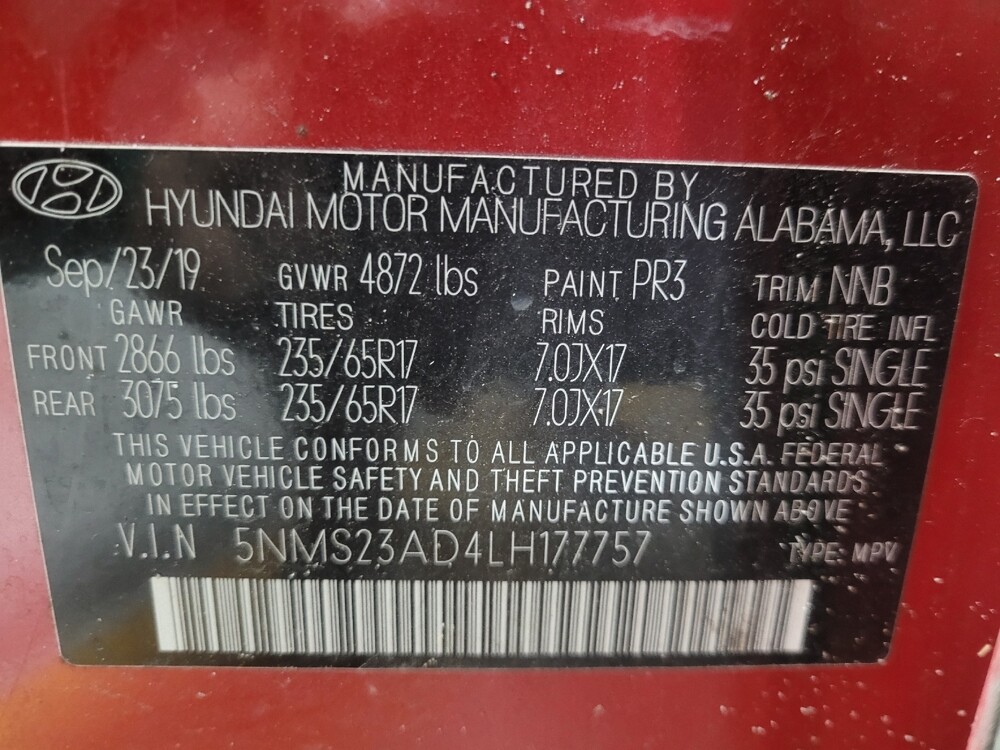 2020 Hyundai Santa Fe in Union City, GA 30291 - 18100269 33