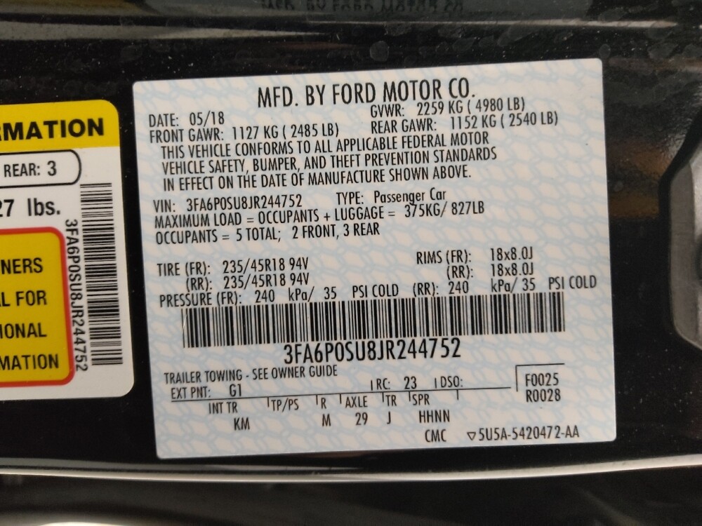 2018 Ford Fusion in Colorado Springs, CO 80909 - 18100615 33