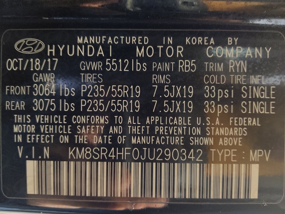 2018 Hyundai Santa Fe in Houston, TX 77060 - 18100917 33