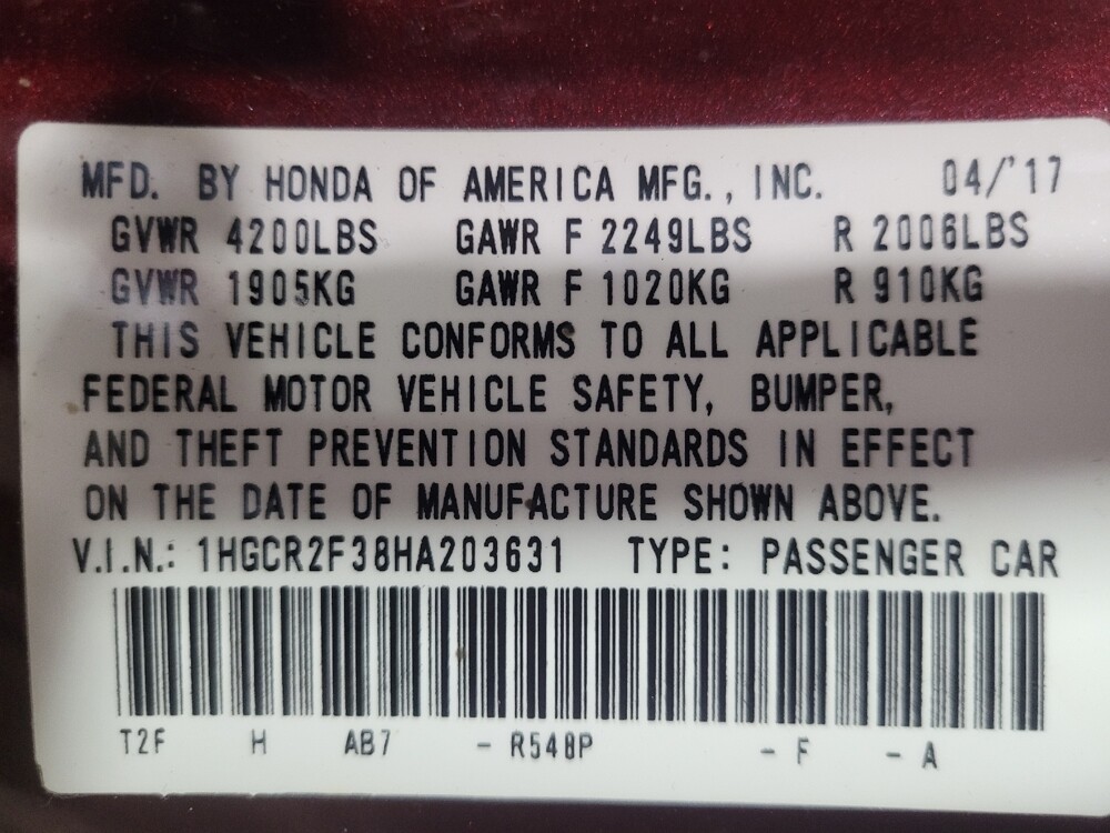 2017 Honda Accord in Chattanooga, TN 37421 - 18101061 33