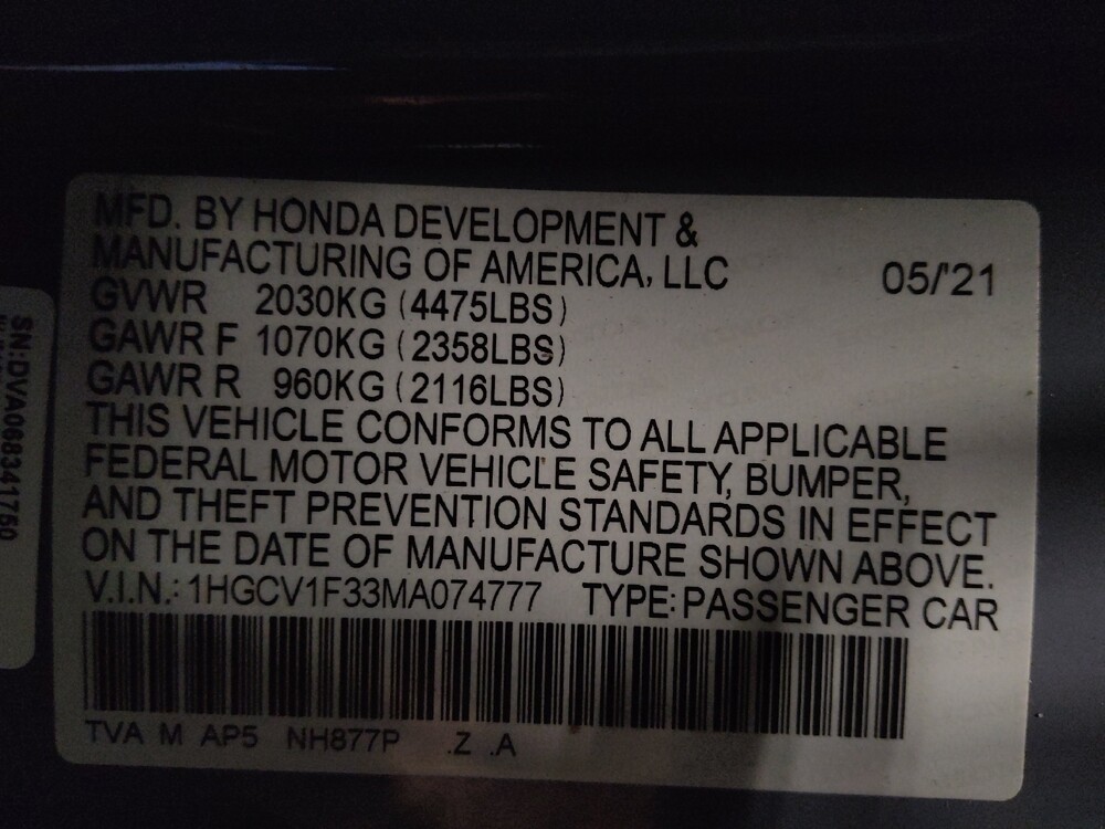 2021 Honda Accord in Kissimmee, FL 34744 - 18101140 33
