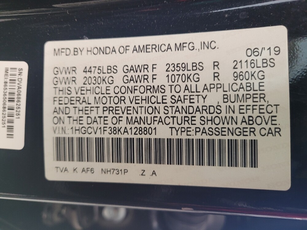 2019 Honda Accord in Columbus, OH 43228 - 18101509 33