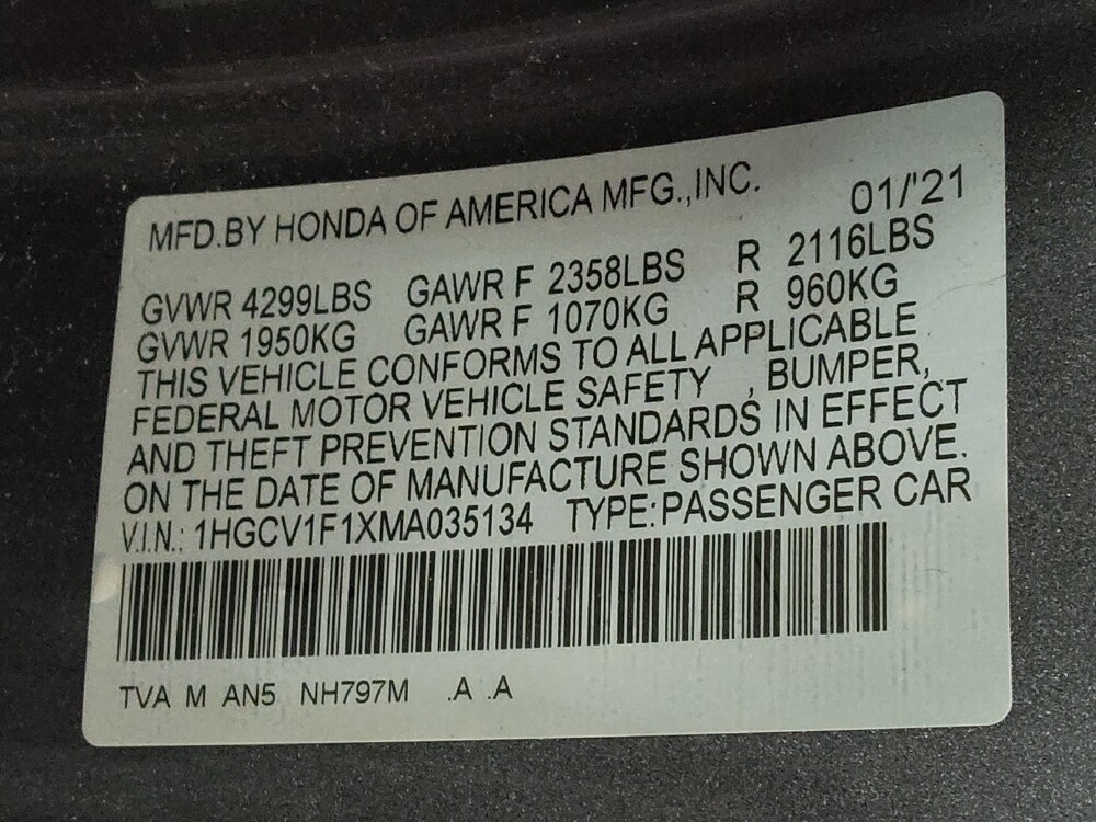 2021 Honda Accord in Gastonia, NC 28056 - 18101774 33