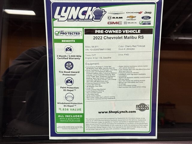 2022 Chevrolet Malibu in Burlington, WI 53105 - 18104722 32