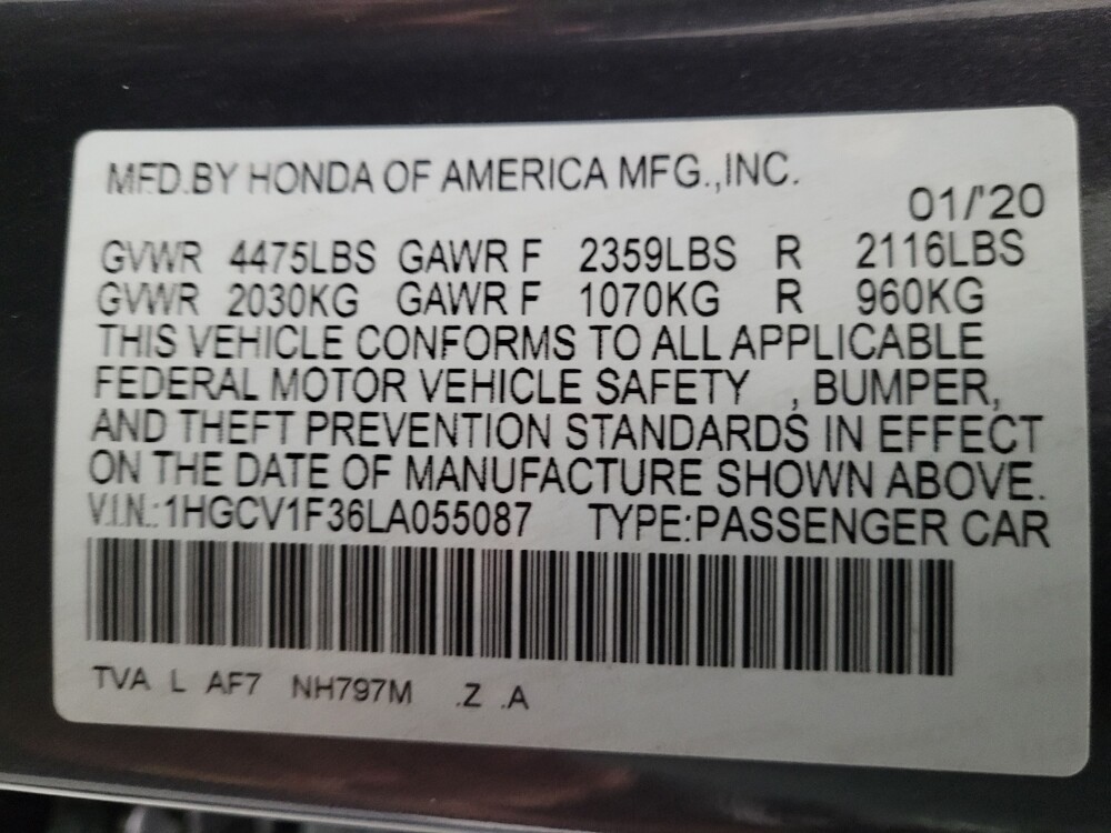 2020 Honda Accord in Sacramento, CA 95821 - 18105424 33