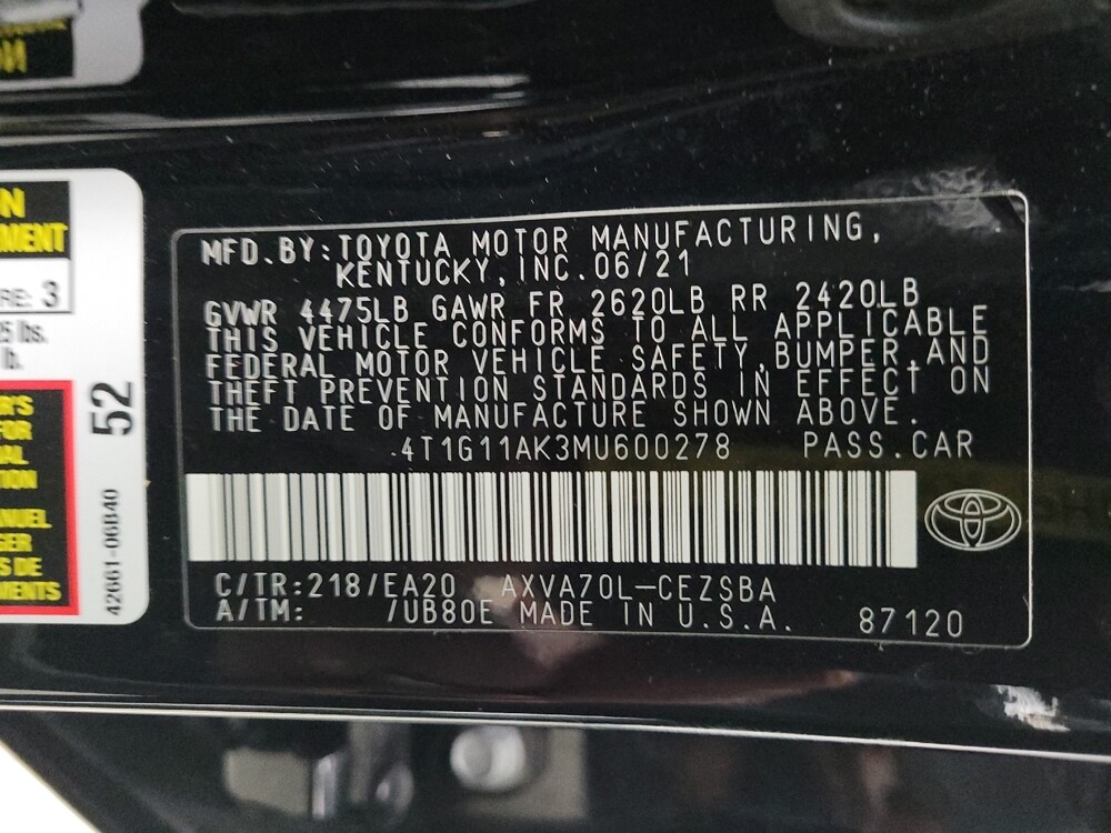 2021 Toyota Camry in Taylor, MI 48180 - 18105641 33