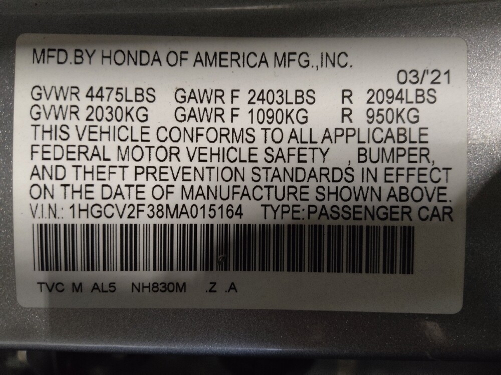 2021 Honda Accord in Gainesville, FL 32609 - 18105751 33