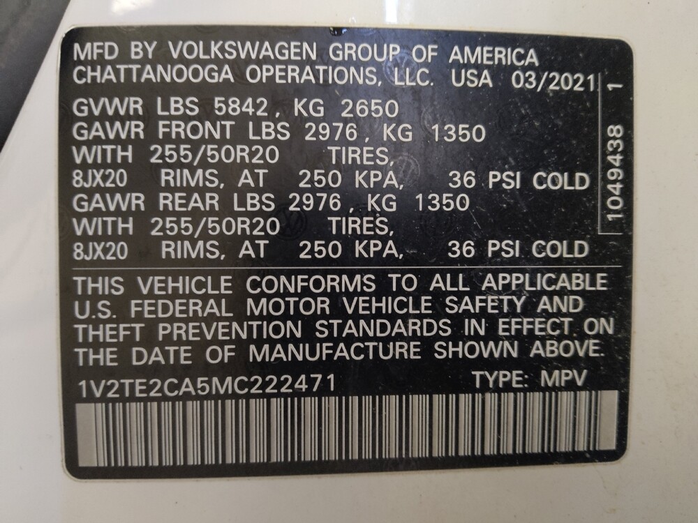 2021 Volkswagen Atlas in Gainesville, FL 32609 - 18106278 33