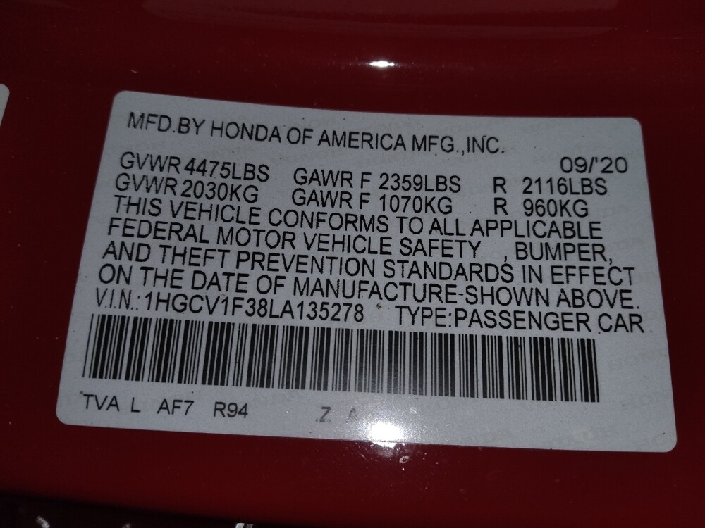 2020 Honda Accord in Ocala, FL 34471 - 18106594 33