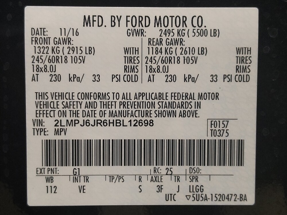 2017 Lincoln MKX in Jacksonville, FL 32225 - 18107587 33