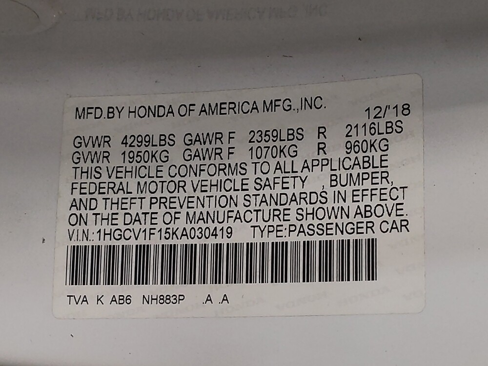 2019 Honda Accord in Arlington, TX 76011 - 18107608 33