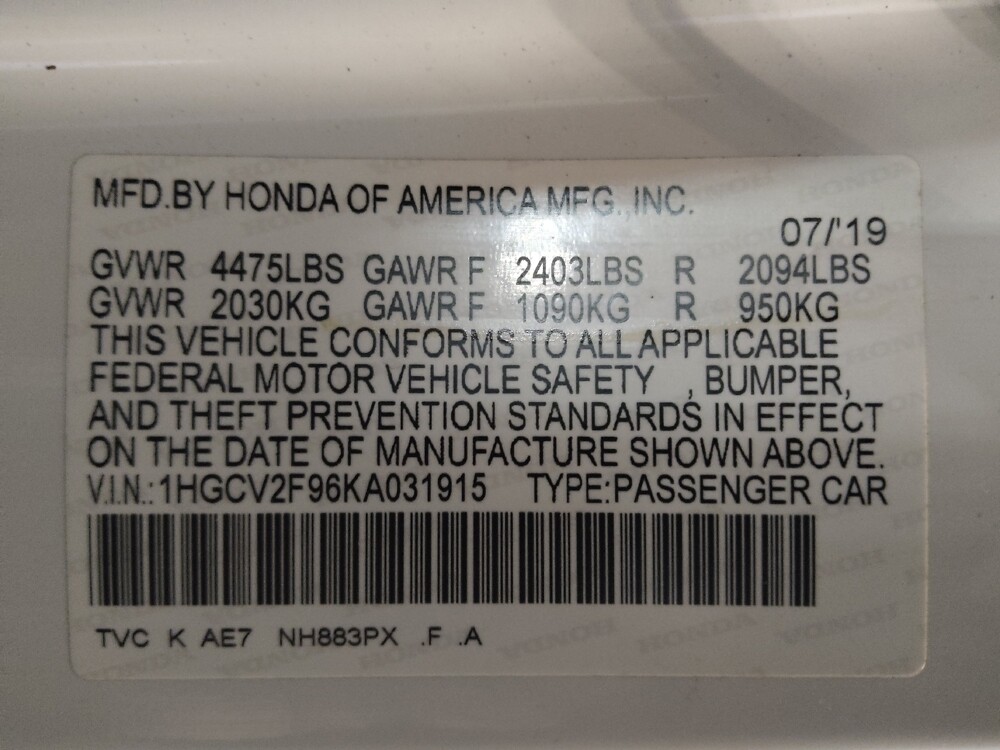 2019 Honda Accord in Greenville, NC 27834 - 18107632 33