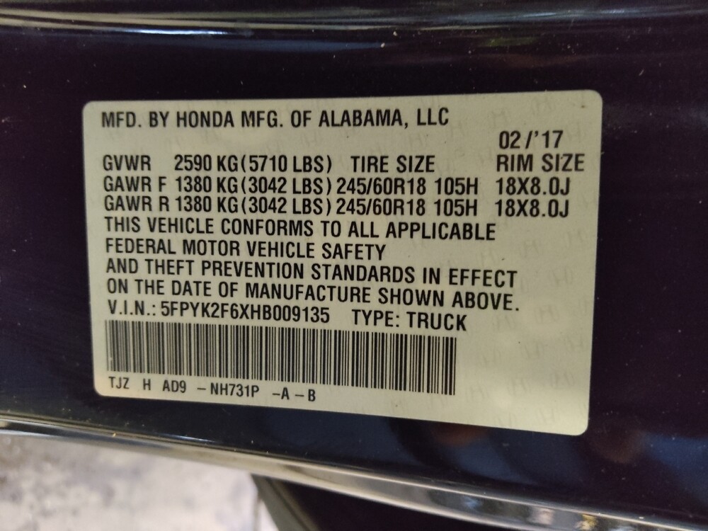 2017 Honda Ridgeline in Clearwater, FL 33764 - 18107720 33