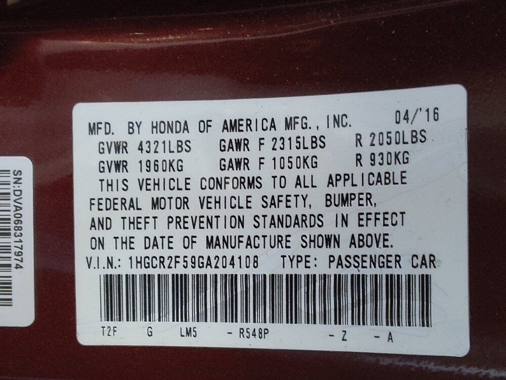 2016 Honda Accord in Greenville, NC 27834 - 18107956 33