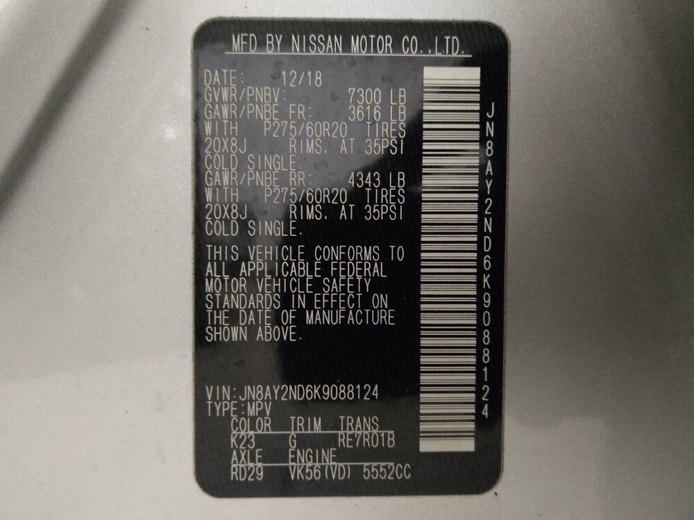 2019 Nissan Armada in Gainesville, FL 32609 - 18108773 33