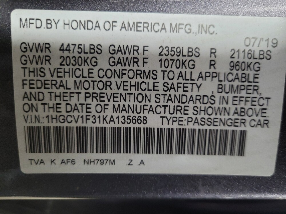 2019 Honda Accord in Augusta, GA 30907 - 18109112 33