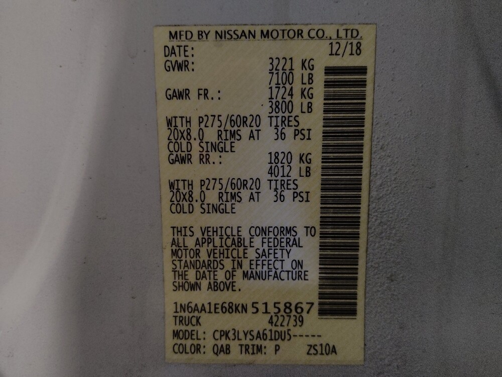 2019 Nissan Titan in Gainesville, FL 32609 - 18109470 33