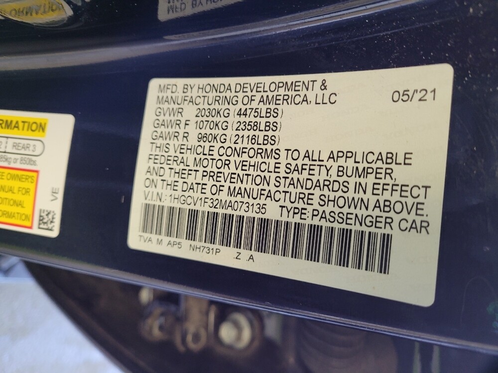 2021 Honda Accord in Columbus, OH 43228 - 18110527 33