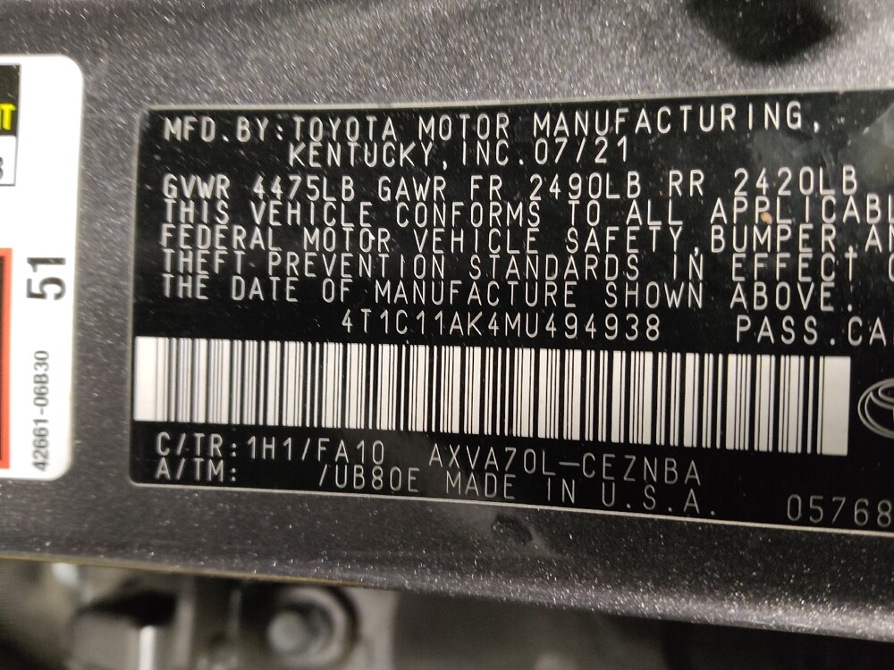 2021 Toyota Camry in Knoxville, TN 37923 - 18110701 33