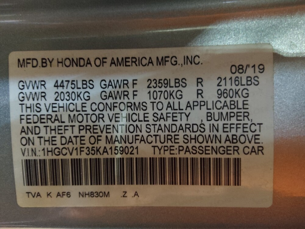 2019 Honda Accord in Greenville, SC 29607 - 18111524 33