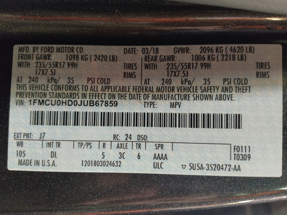 2018 Ford Escape in Hialeah, FL 33014 - 18111820 33