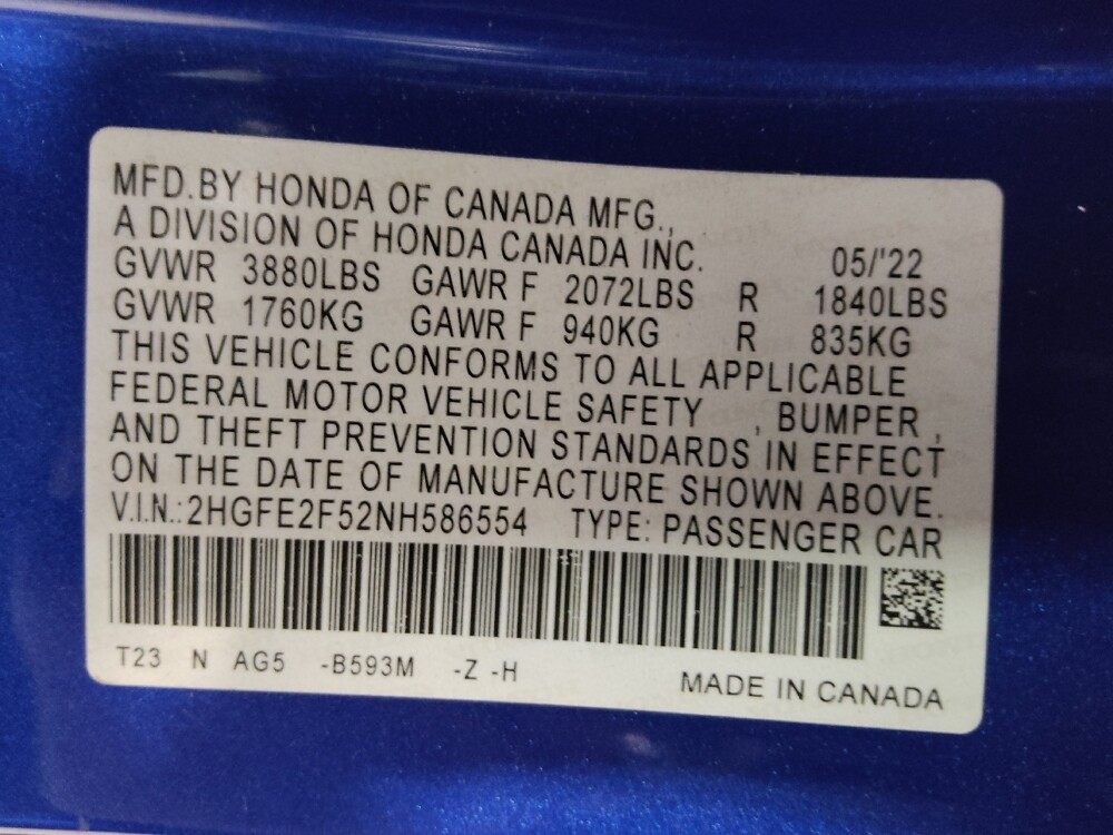 2022 Honda Civic in Bradenton, FL 34207 - 18111871 33